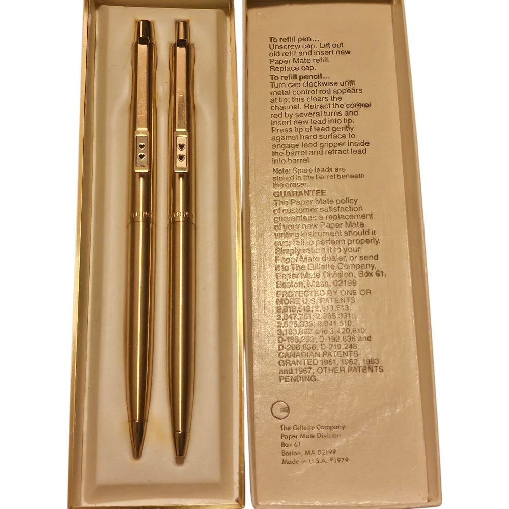 1960s Rare Vintage Papers Mate Gold Plated Pen Pencil Set - Picture 4 of 6